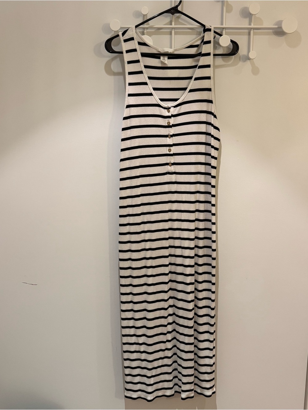 H&M Black & White Striped Tank Maxi Dress